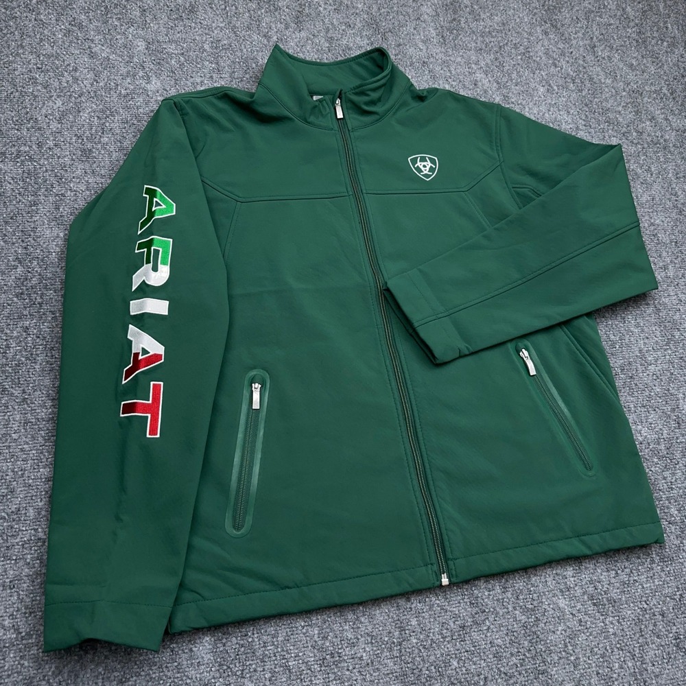 Ariat New Team Logo Softshell Jacket Mexico Men's Large Green Full Zip Flag